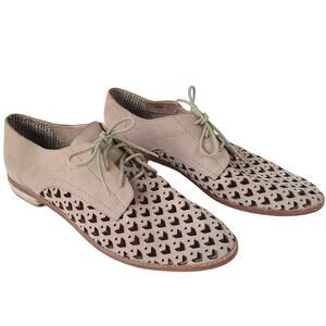 Matt Bernson Leather Jute Oxford Tan Perforated Lace-up Oxford Flats Womens 9.5
